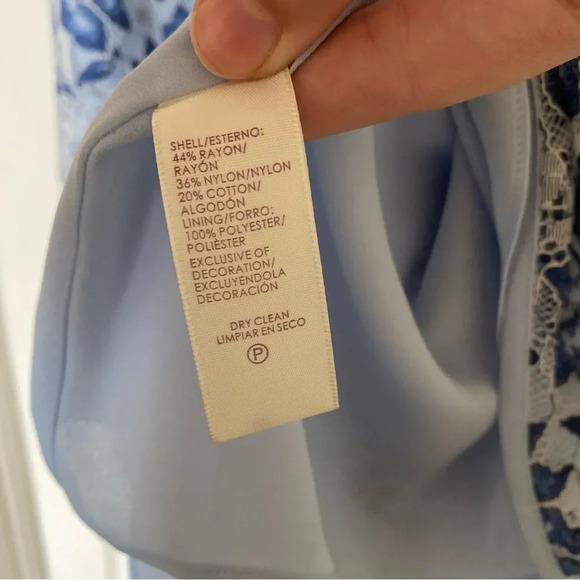 REBECCA MINKOFF Dena Blue Lace Ruffle Shoulder Dress Size Medium - Picture 8 of 8